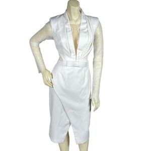 Donnee Par Dieu White Ivory Bridal Dress Lace Long Sleeve Deep V Neck Sz S